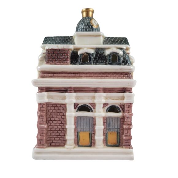Vintage 5” Christmas Village Holiday Ceramic City Hall, Porcelain Miniature - Picture 11 of 16